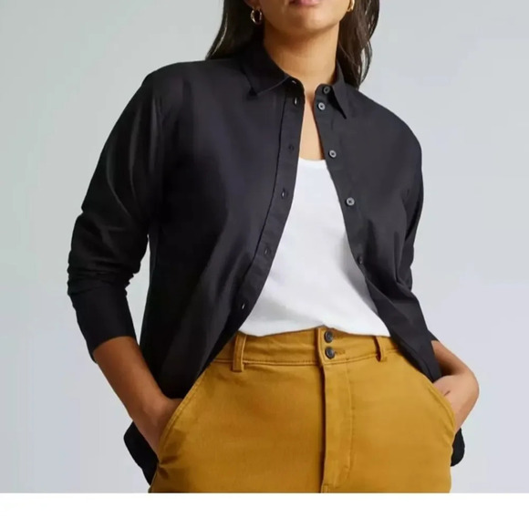 Everlane Black Cotton Button Down Small - Picture 1 of 5